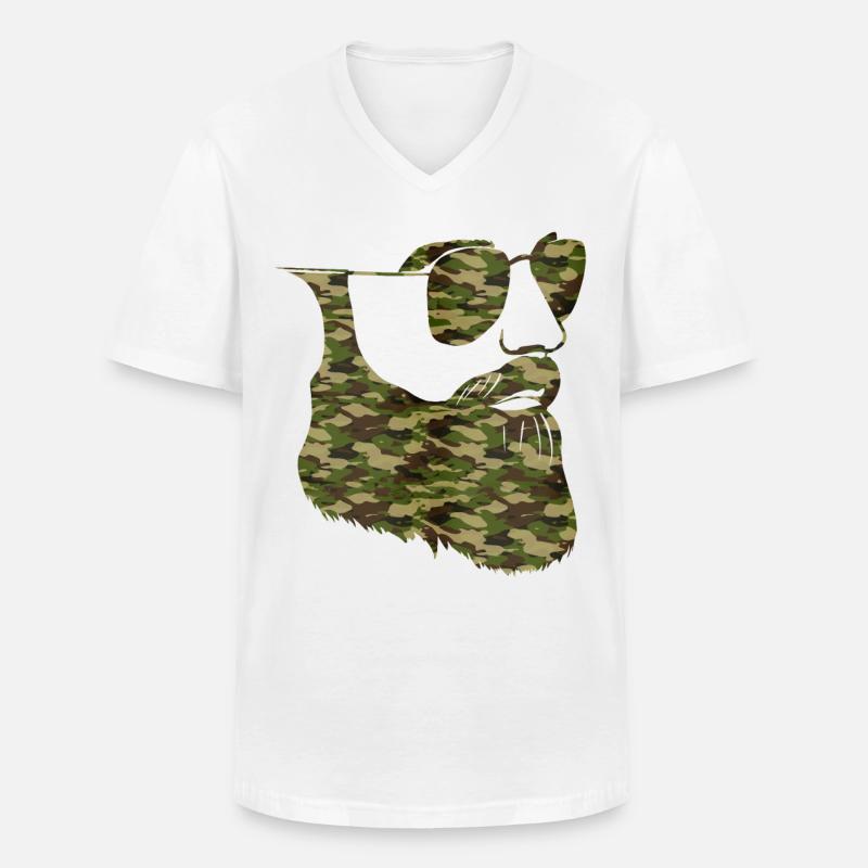 Beard Lover Bearded Man Camo - Männer-T-Shirt mit V-Ausschnitt - Weiß