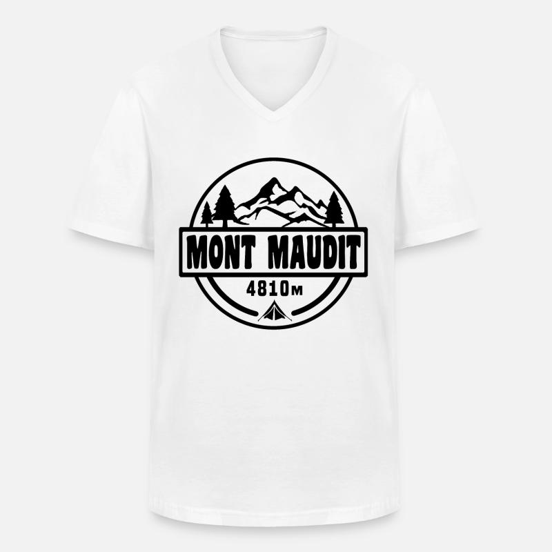 Mont Maudit - Männer-T-Shirt mit V-Ausschnitt - Weiß
