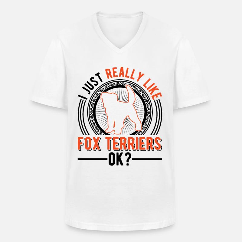 Ich mag einfach Foxterriers - Männer-T-Shirt mit V-Ausschnitt - Weiß