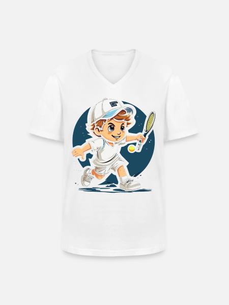 Tenis - Camiseta con cuello de pico hombre - blanco