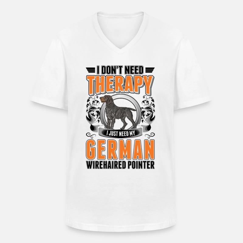 Deutsch Drahthaar Therapie - Männer-T-Shirt mit V-Ausschnitt - Weiß