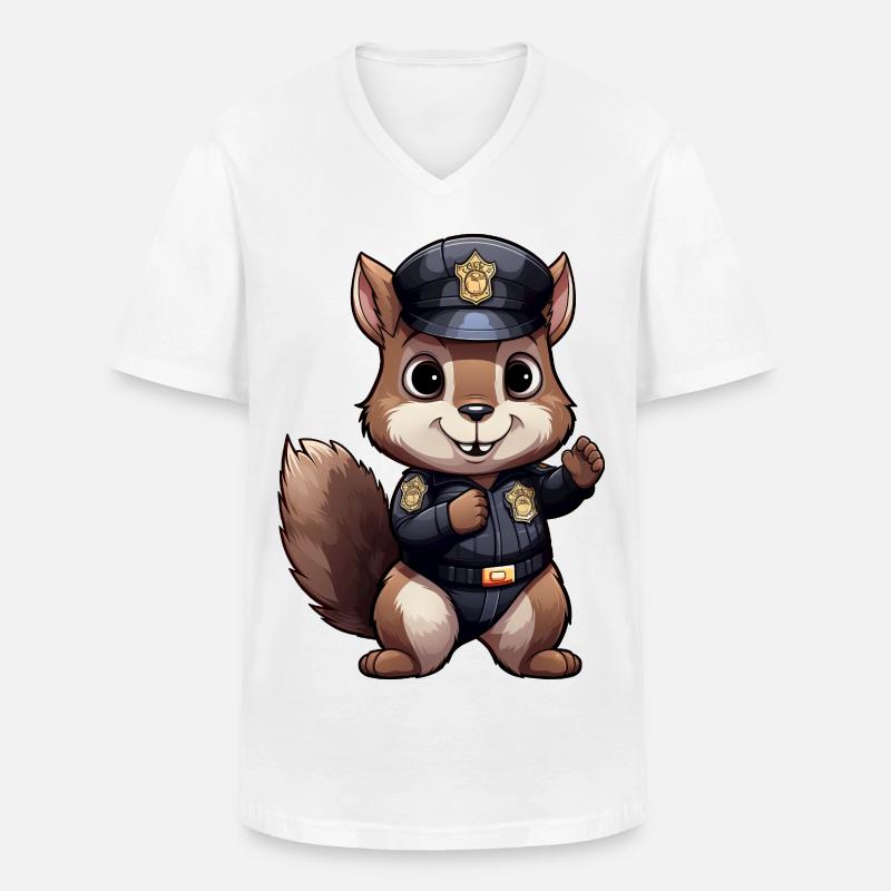 Eichhörnchen Polizist - Männer-T-Shirt mit V-Ausschnitt - Weiß
