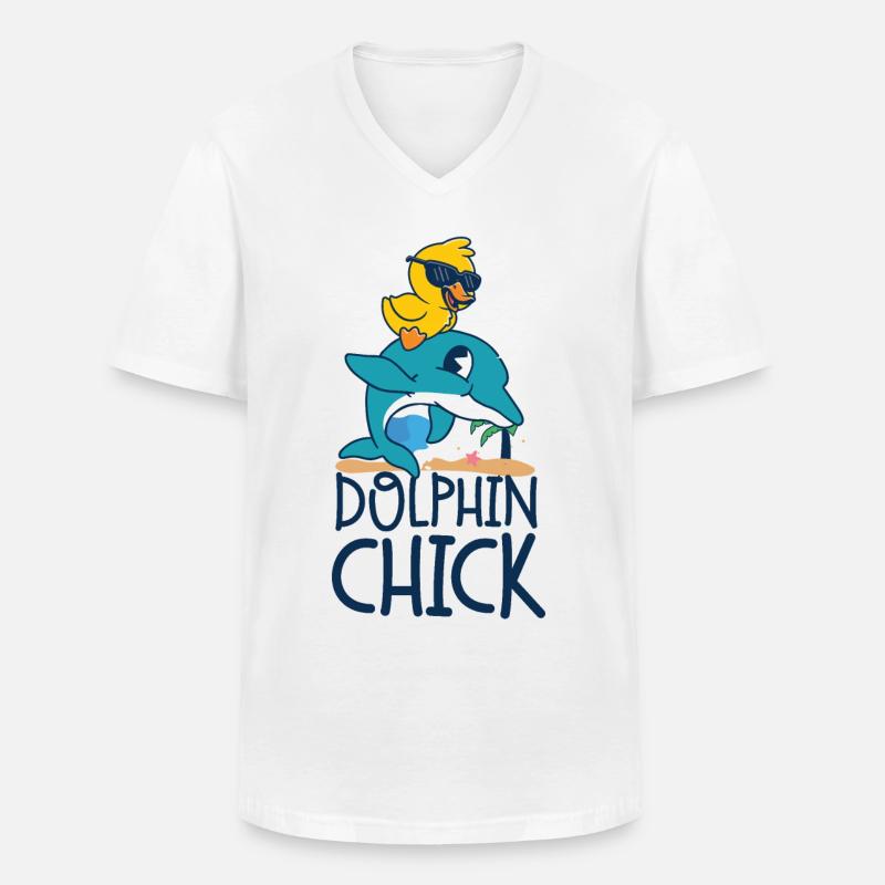 Dolphin Chicken Dolphin Chick - Männer-T-Shirt mit V-Ausschnitt - Weiß
