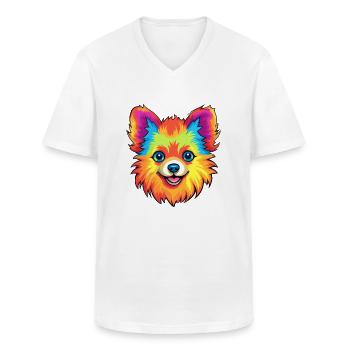 Pommersche Deutsche Spitz Hunderasse Karikatur Kawaii I - Männer-T-Shirt mit V-Ausschnitt - Weiß - Vorne - AI Model Male 185 light (185cm)