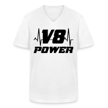 V8-Leistung - Männer-T-Shirt mit V-Ausschnitt - Weiß - Vorne - AI Model Male 185 light (185cm)