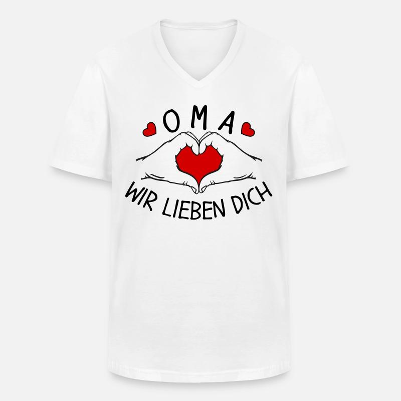 Oma wir lieben Dich - Männer-T-Shirt mit V-Ausschnitt - Weiß