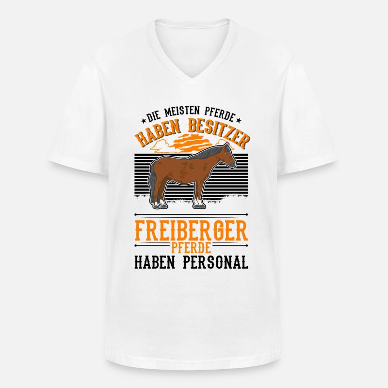 Freiberger Pferd Personal - Männer-T-Shirt mit V-Ausschnitt - Weiß