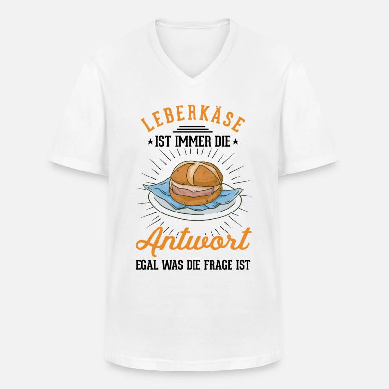 Leberkas Leberkäse Fleischkäse - Männer-T-Shirt mit V-Ausschnitt - Weiß