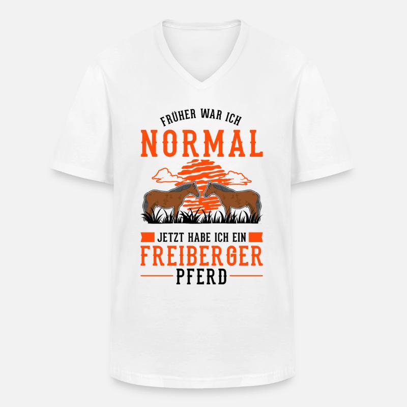 Freiberger Pferd Reiterin - Männer-T-Shirt mit V-Ausschnitt - Weiß