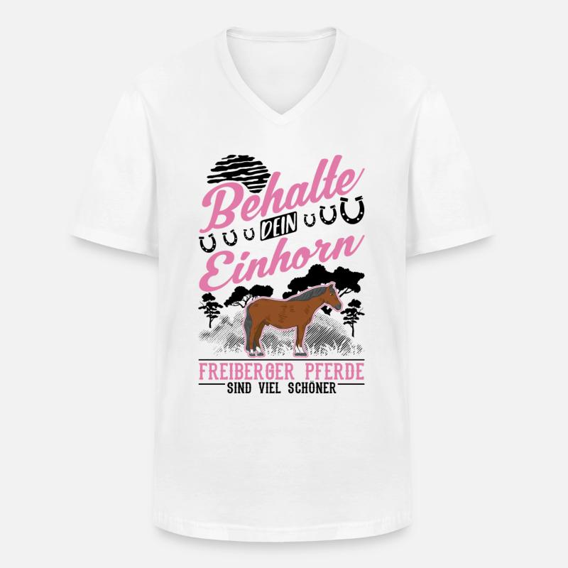 Freiberger Pferd Einhorn - Männer-T-Shirt mit V-Ausschnitt - Weiß