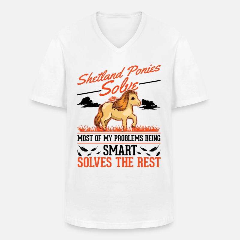 Shetland Pony Geschenk Shetty - Männer-T-Shirt mit V-Ausschnitt - Weiß