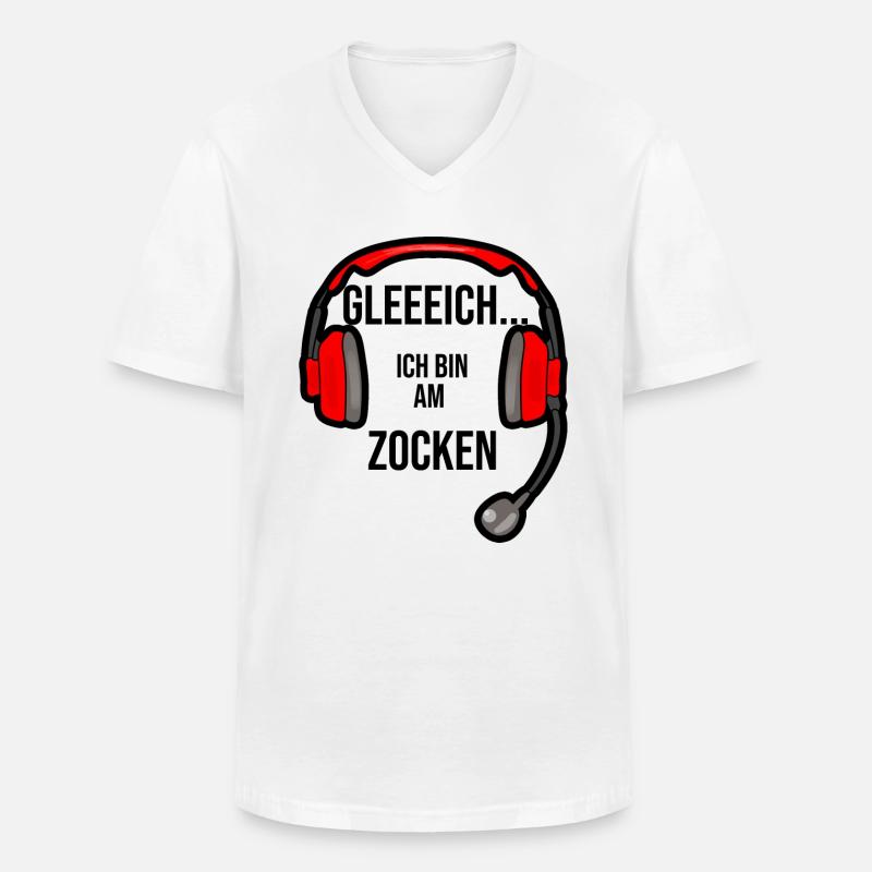 Gleich ich bin am zocken - Männer-T-Shirt mit V-Ausschnitt - Weiß