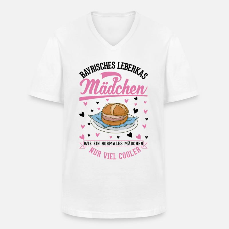 Leberkas Mädchen Leberkäse Fleischkäse - Männer-T-Shirt mit V-Ausschnitt - Weiß