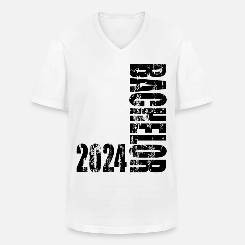 Bachelor 2024 - Männer-T-Shirt mit V-Ausschnitt - Weiß