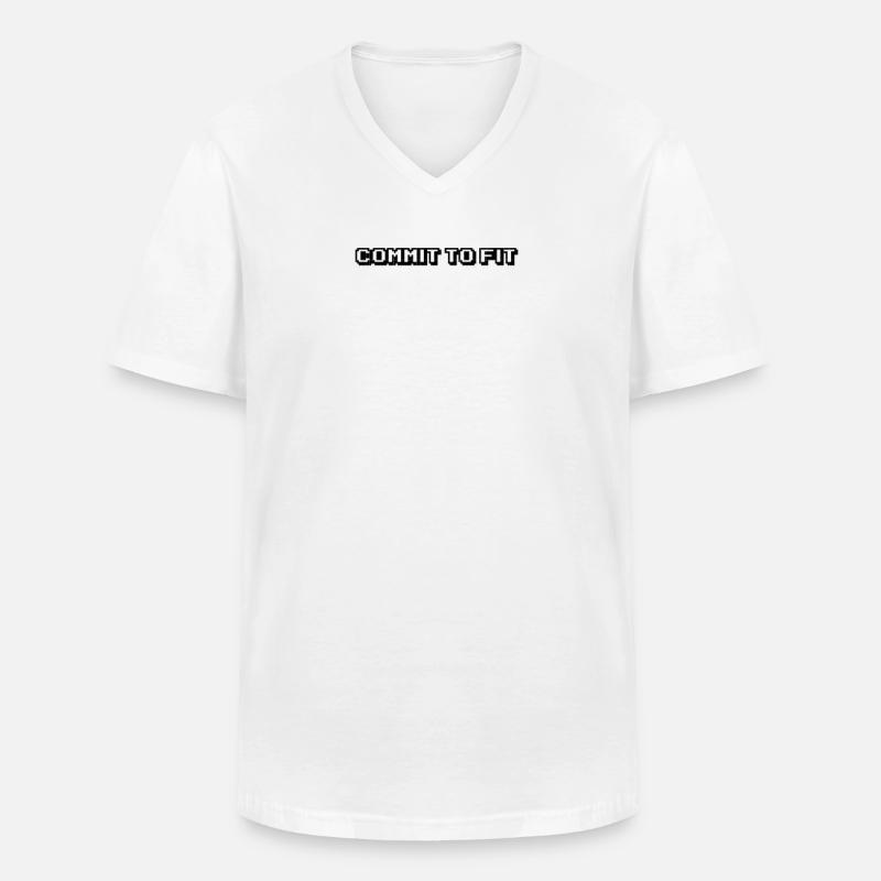 Fitness - Commit to fit - Männer-T-Shirt mit V-Ausschnitt - Weiß