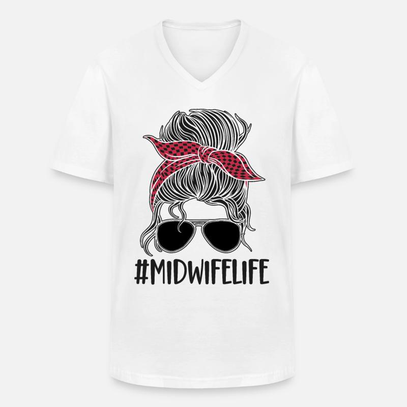 Nurse Midwife Birth Worker - Männer-T-Shirt mit V-Ausschnitt - Weiß