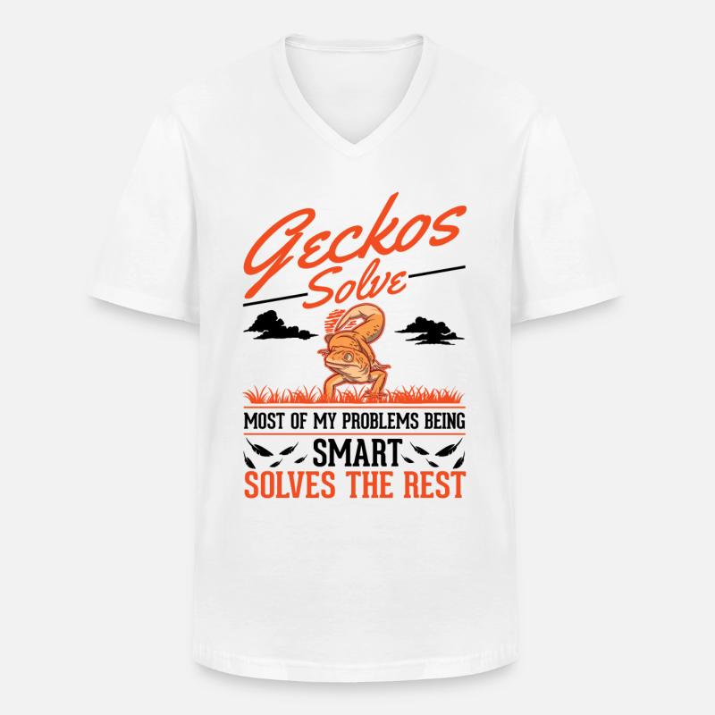 Gecko Geschenk Leopardgecko - Männer-T-Shirt mit V-Ausschnitt - Weiß