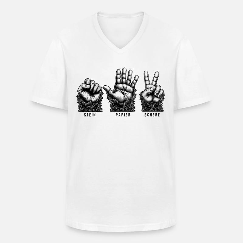 Stein Papier Schere - Männer-T-Shirt mit V-Ausschnitt - Weiß