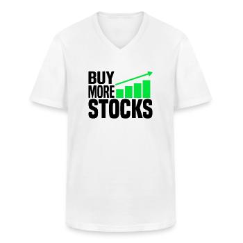 Buy more shares - Men's V-Neck T-Shirt - white - Front - AI Model Male 185 light (185cm)