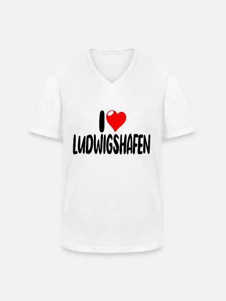 ludwigshafen - Männer-T-Shirt mit V-Ausschnitt - Weiß