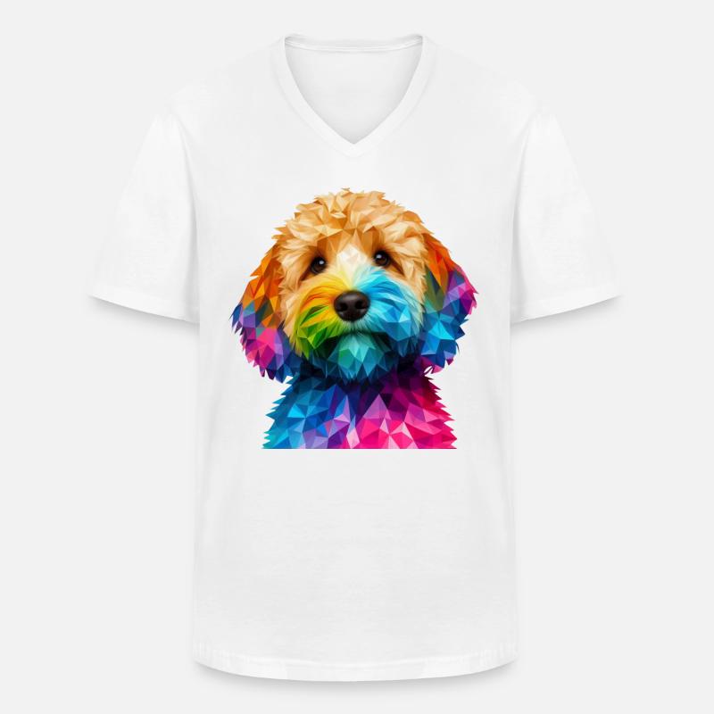 Modern geometric dog's muzzle cockapoo - Men's V-Neck T-Shirt - white