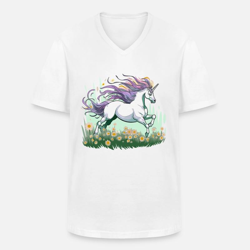 Magisches Einhorn - Männer-T-Shirt mit V-Ausschnitt - Weiß