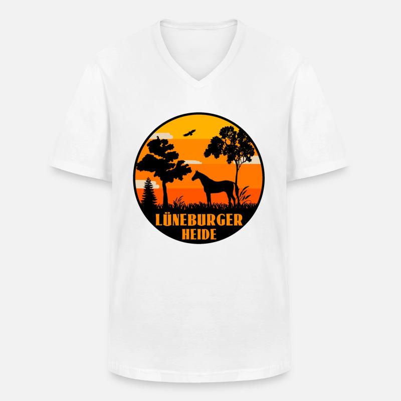 Lüneburger Heide - Männer-T-Shirt mit V-Ausschnitt - Weiß