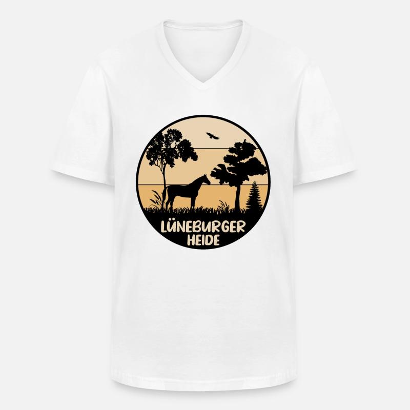 Lüneburger Heide - Männer-T-Shirt mit V-Ausschnitt - Weiß