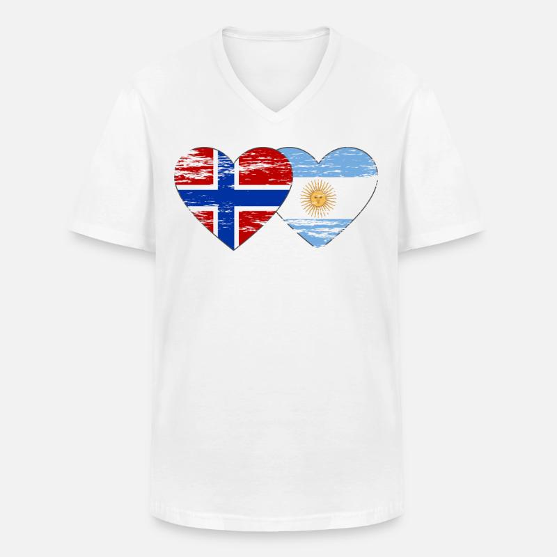 Norvège Argentine Drapeau utilisé - T-shirt col V Homme - blanc