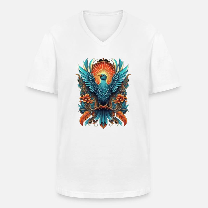 Bunter Paradiesvogel - Männer-T-Shirt mit V-Ausschnitt - Weiß
