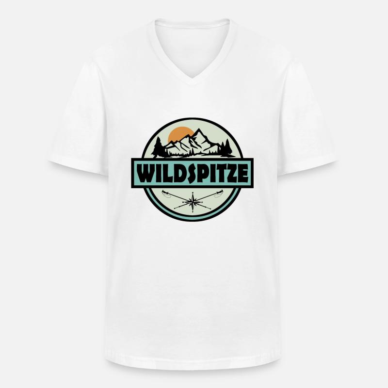Wildspitze - Männer-T-Shirt mit V-Ausschnitt - Weiß