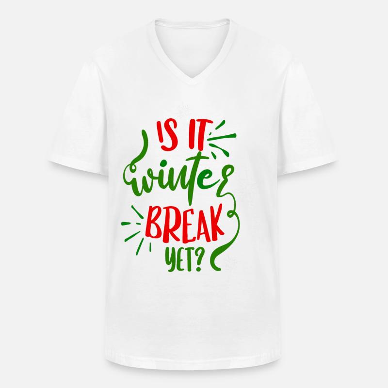 Ist schon Winterpause? - Rot/Grün eingefärbt - Männer-T-Shirt mit V-Ausschnitt - Weiß