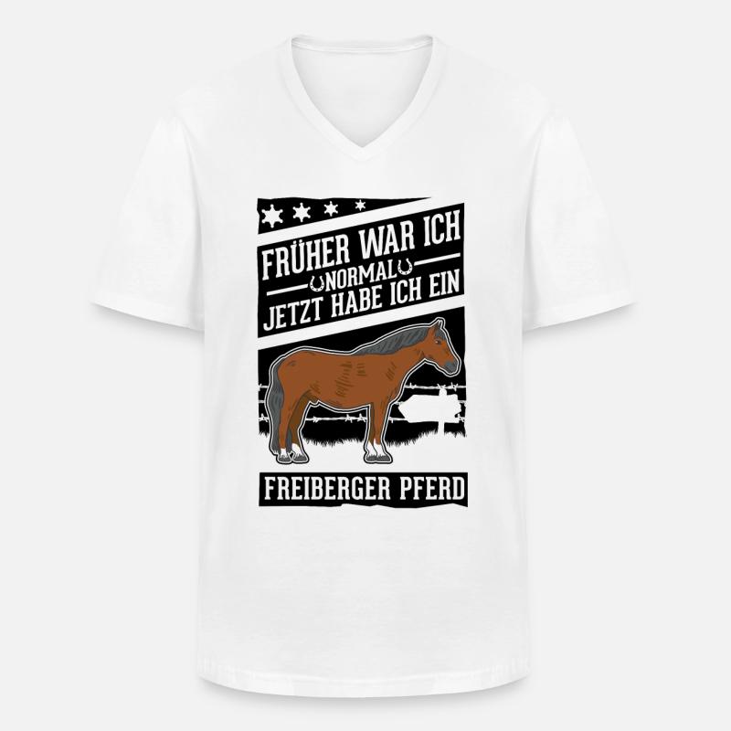 Freiberger Pferd Reiterin - Männer-T-Shirt mit V-Ausschnitt - Weiß