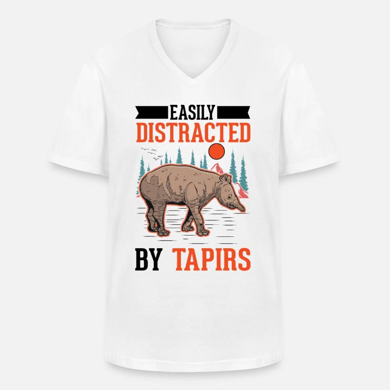 Easily distracted by Tapirs - Männer-T-Shirt mit V-Ausschnitt - Weiß