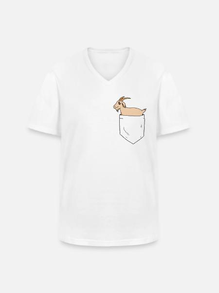 Ziege in Brusttasche - Männer-T-Shirt mit V-Ausschnitt - Weiß