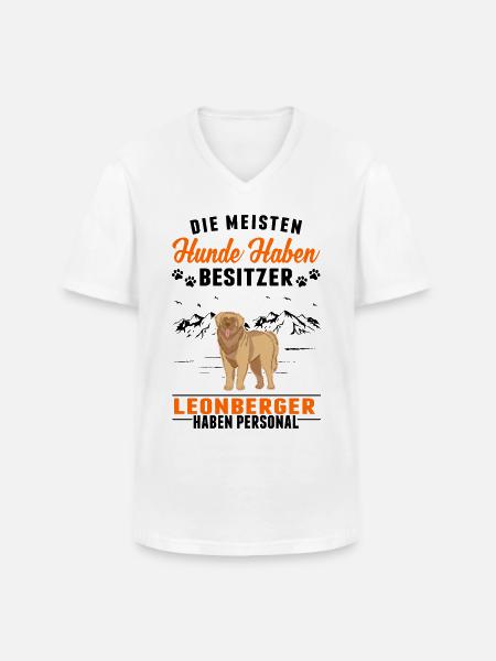 Leonberger Personal - Männer-T-Shirt mit V-Ausschnitt - Weiß