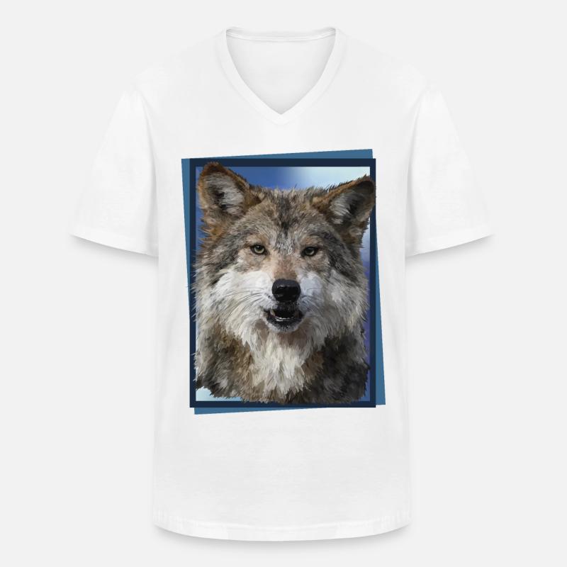 Wolf - Männer-T-Shirt mit V-Ausschnitt - Weiß