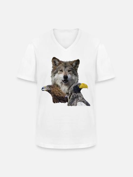 Wolf und Adler - Männer-T-Shirt mit V-Ausschnitt - Weiß
