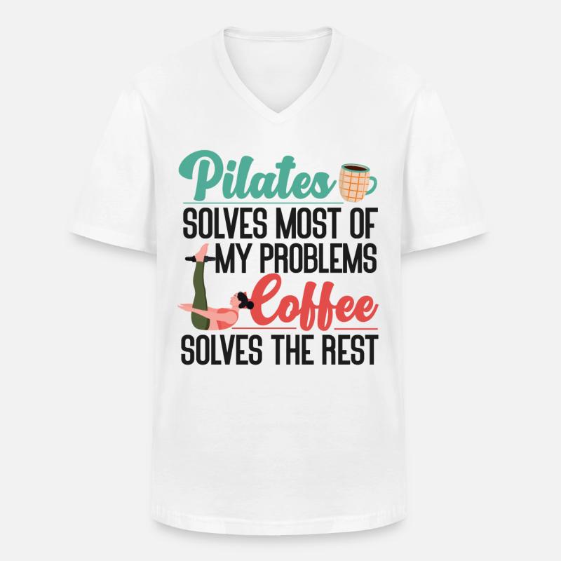 Pilates Instructor Teacher Coffee - Männer-T-Shirt mit V-Ausschnitt - Weiß