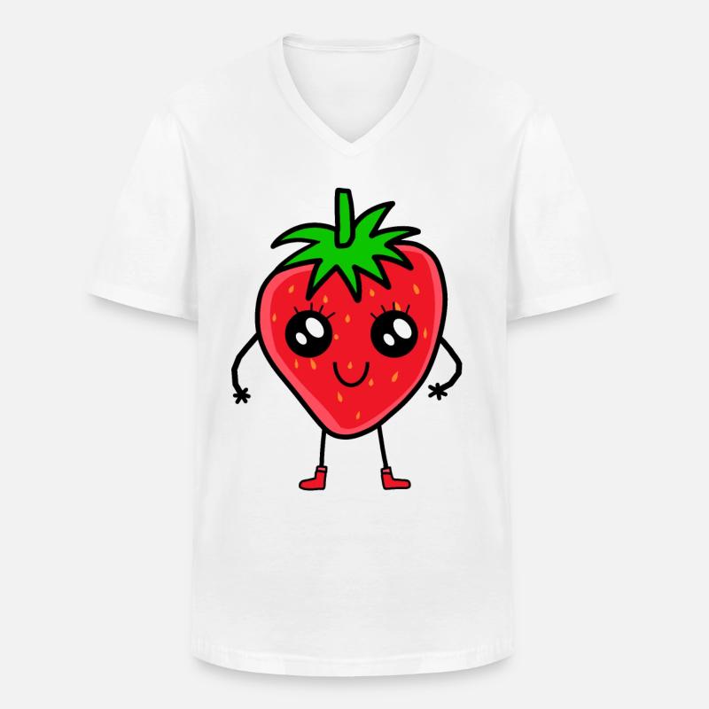 Erdbeere Erdbeeren - Männer-T-Shirt mit V-Ausschnitt - Weiß