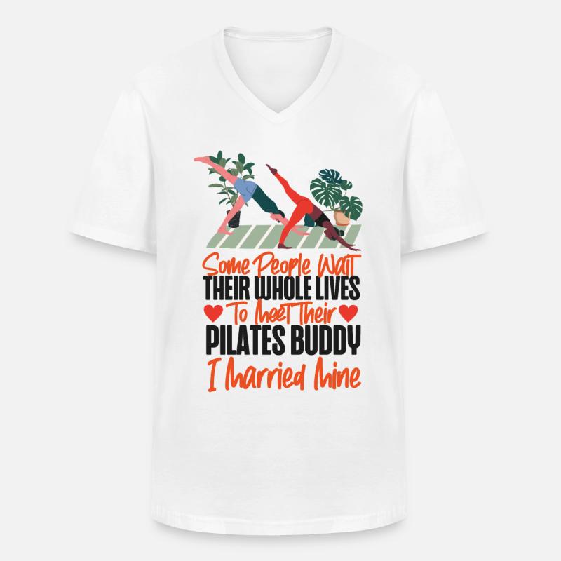 Pilates Instructor Teacher Husband - Männer-T-Shirt mit V-Ausschnitt - Weiß