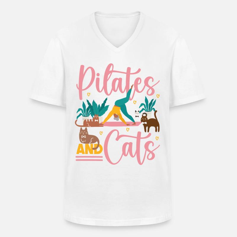 Pilates Instructor Teacher Cat - Männer-T-Shirt mit V-Ausschnitt - Weiß