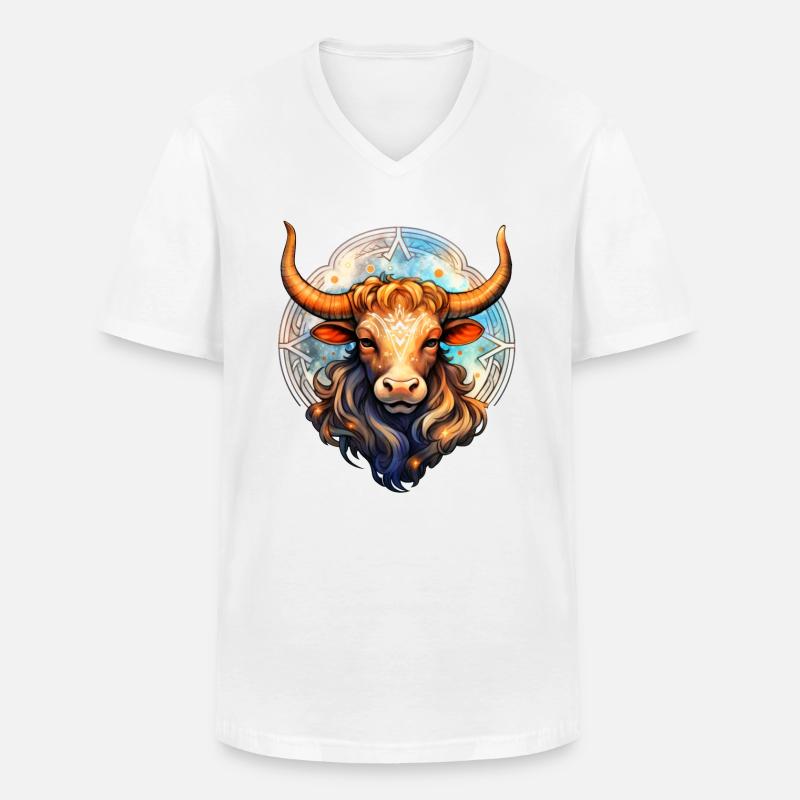 Stier 1 Tierkreiszeichen Kunst #tshirt - Männer-T-Shirt mit V-Ausschnitt - Weiß