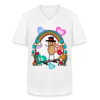 Erdnuss Skater Frühling Natur Geburtstagsgrüße - Männer-T-Shirt mit V-Ausschnitt - Weiß - Vorne - AI Model Male 185 light (185cm)