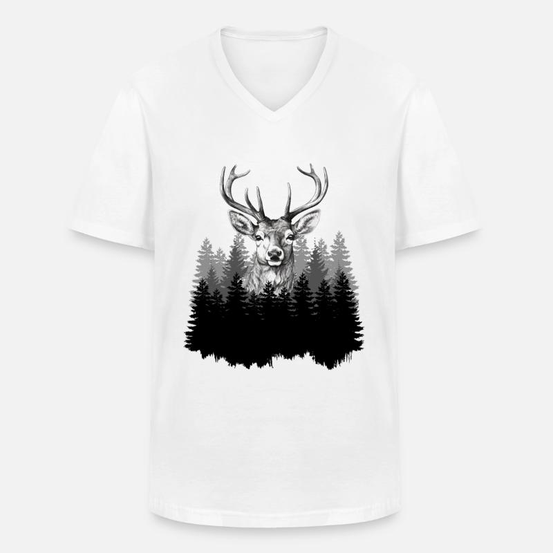 Jäger Bergsteiger Wanderer Hirsch - Männer-T-Shirt mit V-Ausschnitt - Weiß
