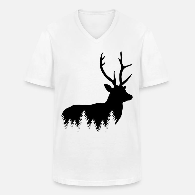 Jäger Bergsteiger Wanderer Hirsch - Männer-T-Shirt mit V-Ausschnitt - Weiß