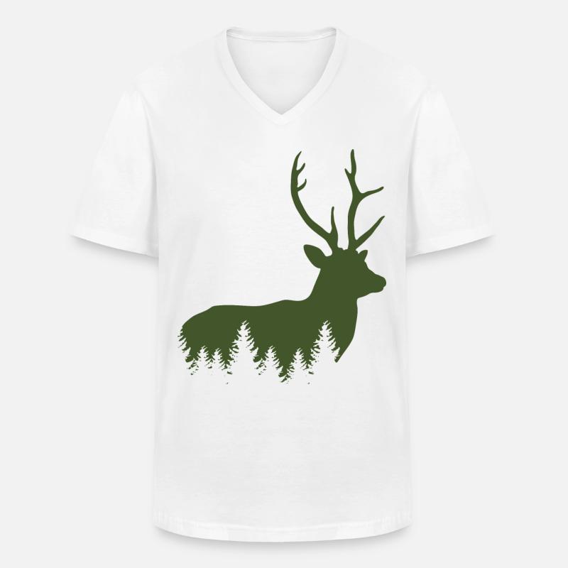 Jäger Bergsteiger Wanderer Hirsch - Männer-T-Shirt mit V-Ausschnitt - Weiß