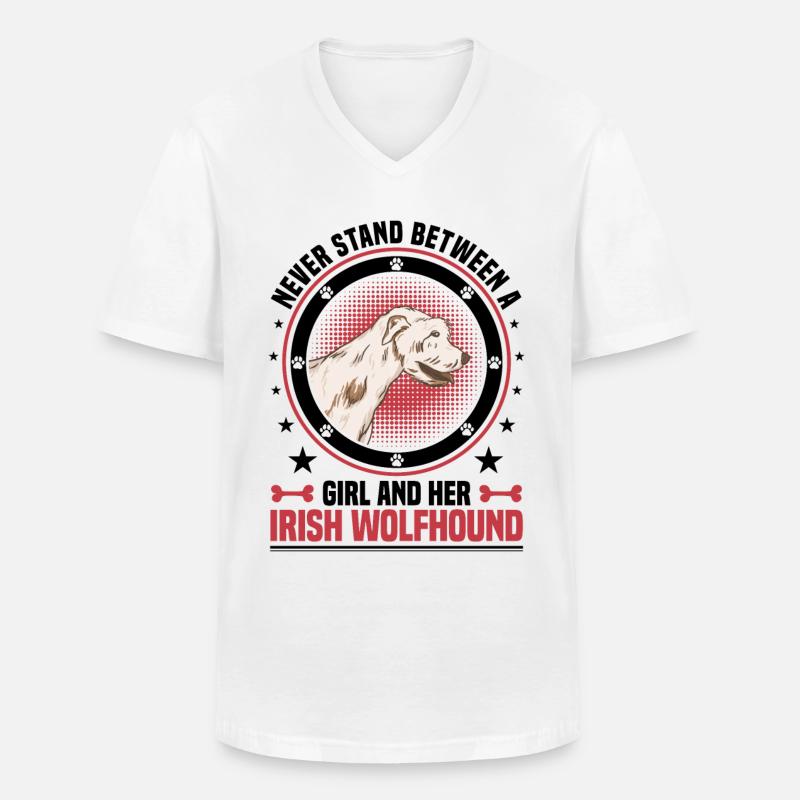Mädchen mit Irischer Wolfshund Windhund - Männer-T-Shirt mit V-Ausschnitt - Weiß