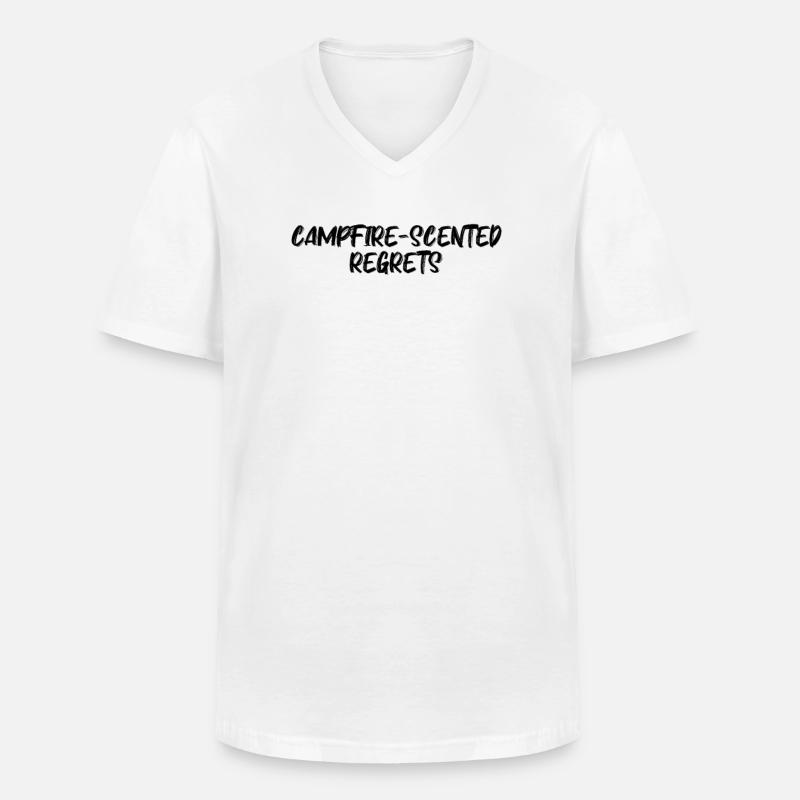 Camping - Campfire-scented regrets - Männer-T-Shirt mit V-Ausschnitt - Weiß