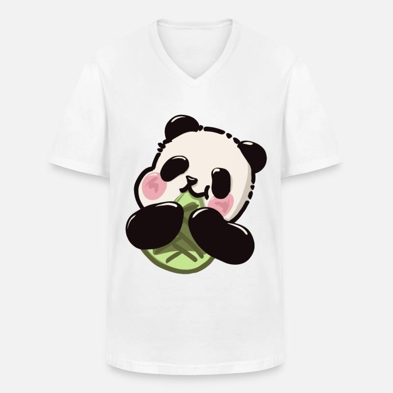 Süßer Panda – Bambus Snack - Männer-T-Shirt mit V-Ausschnitt - Weiß